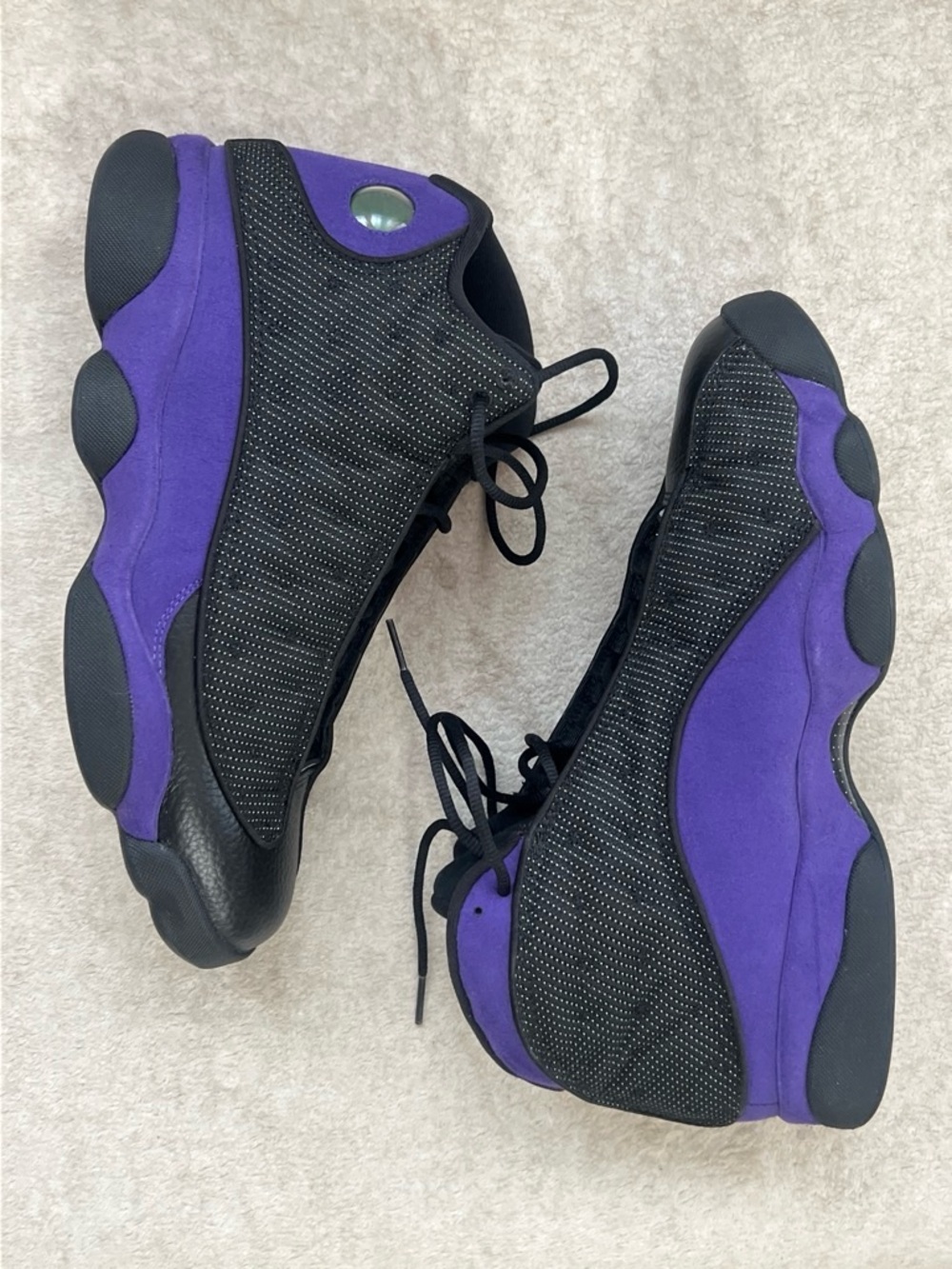 Jordan Women's Black and Purple Retro Sneakers